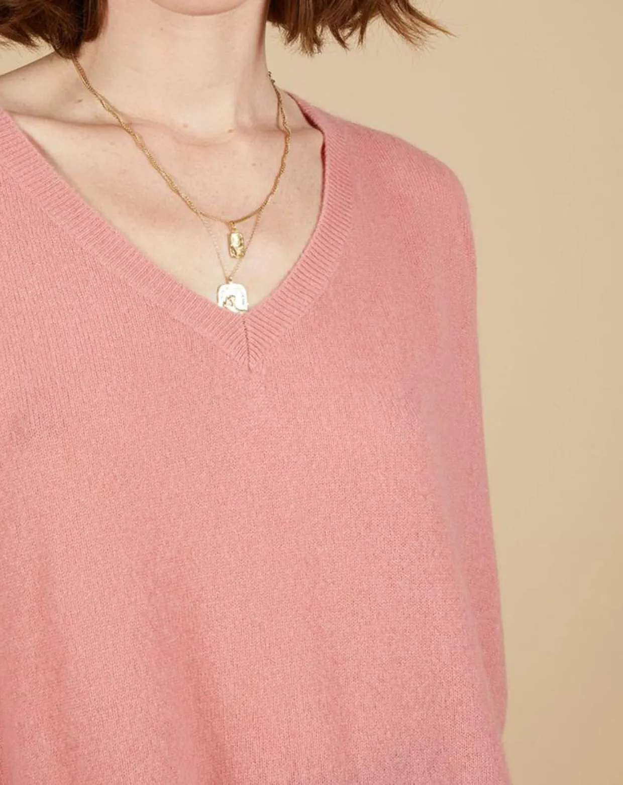 Femme Cashmere Tribu Pulls^Pull poncho 100% Cachemire Emma col V bois de rose
