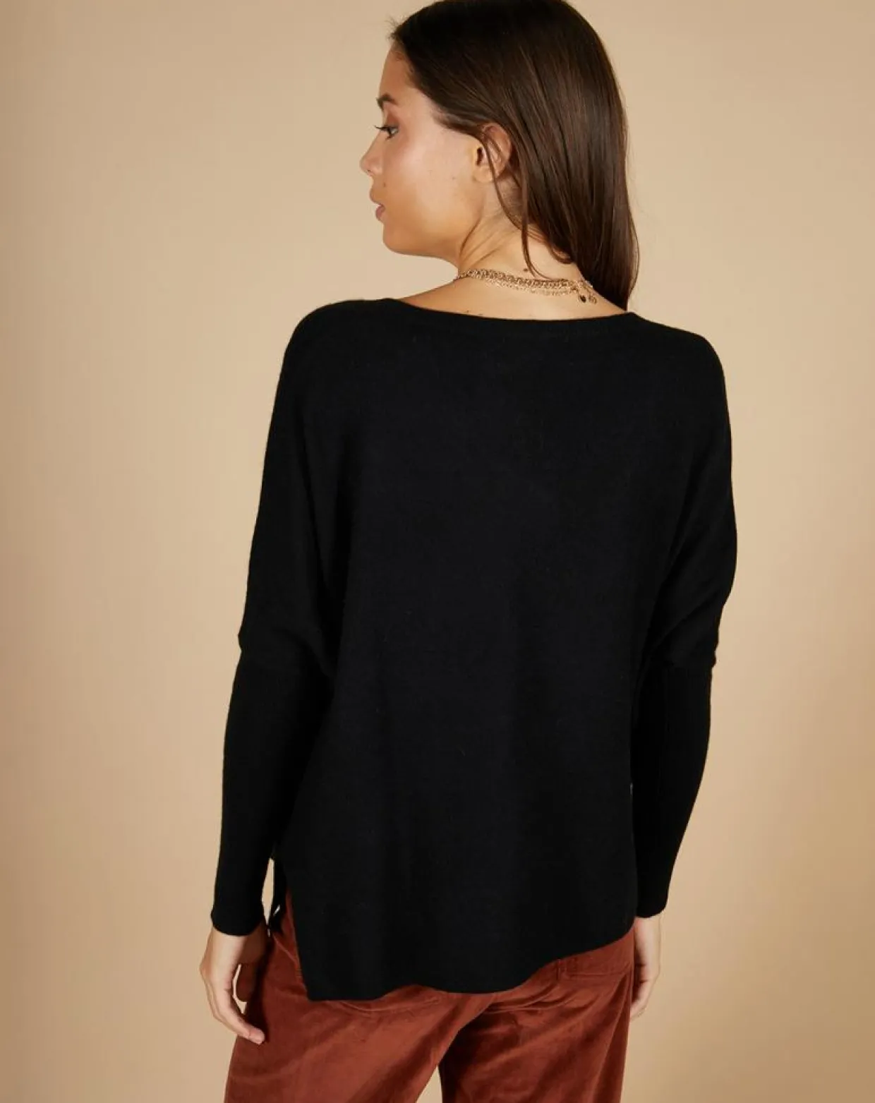 Femme Cashmere Tribu Pulls^Pull poncho 100% Cachemire Emma col V noir