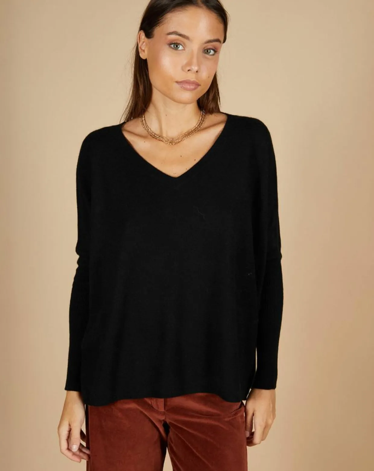 Femme Cashmere Tribu Pulls^Pull poncho 100% Cachemire Emma col V noir