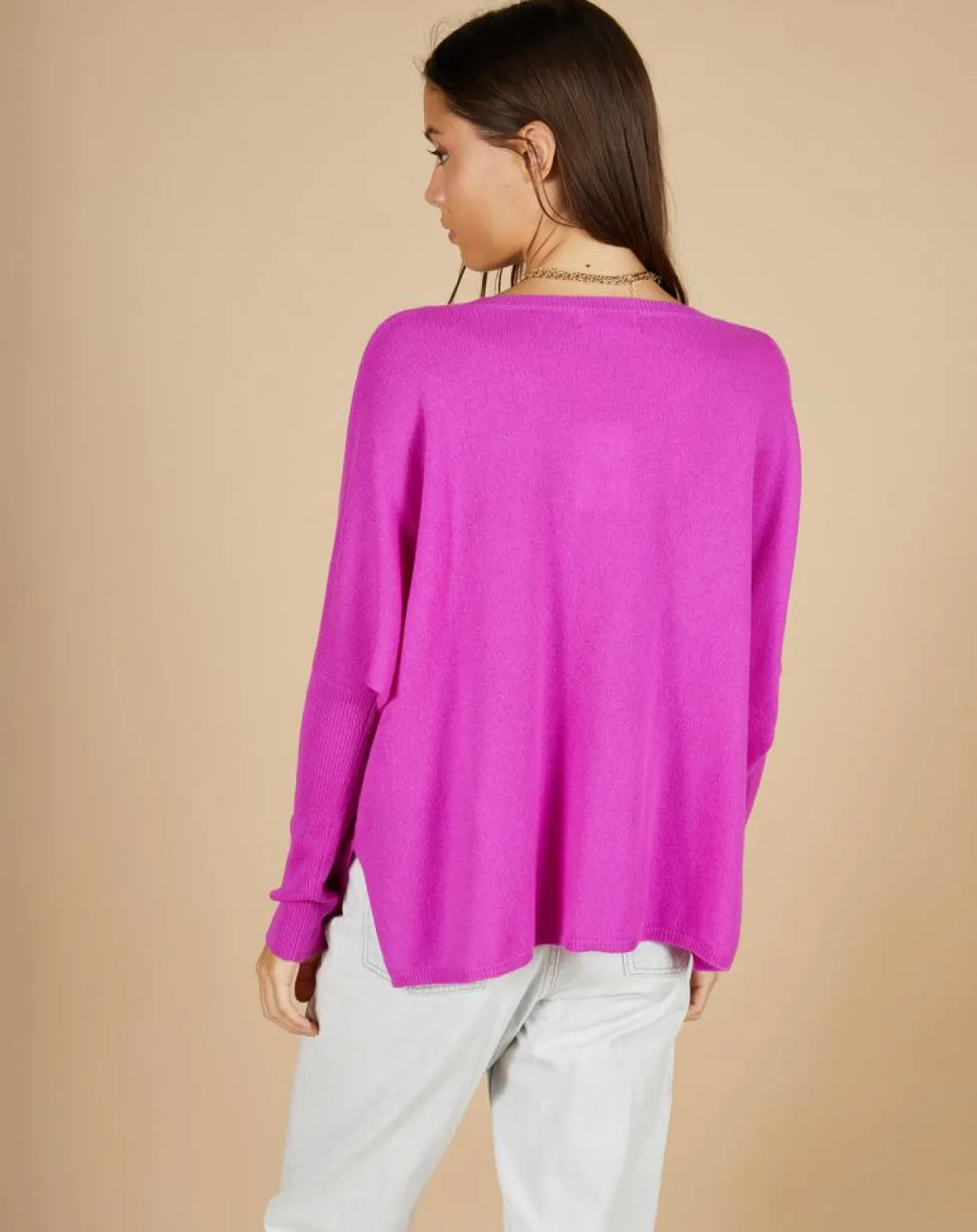 Femme Cashmere Tribu Pulls^Pull poncho 100% Cachemire Emma col V violet fluo