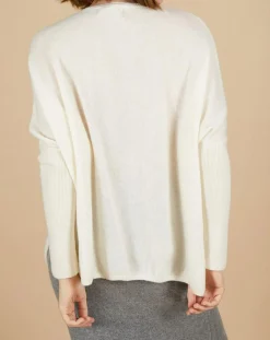 Pull poncho 100% Cachemire Emma col v écru-Cashmere Tribu