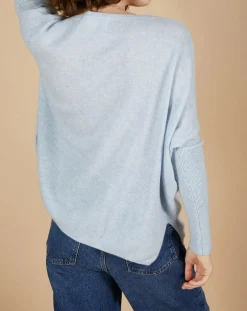 Pull poncho 100% Cachemire Emma col V ciel-Cashmere Tribu New