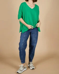 Femme Cashmere Tribu Pulls^Pull poncho 100% Cachemire Kelly col V manches courtes émeraude