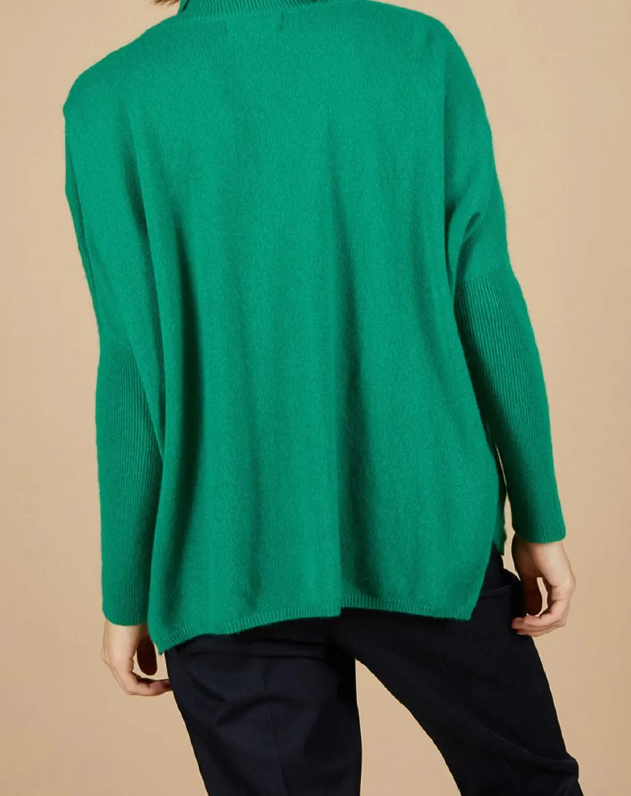 Femme Cashmere Tribu Pulls^Pull poncho 100% Cachemire Lola col roulé vert impérial