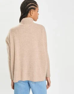Femme Cashmere Tribu Pulls^Pull poncho 100% Cachemire Lola col roulé chataigne