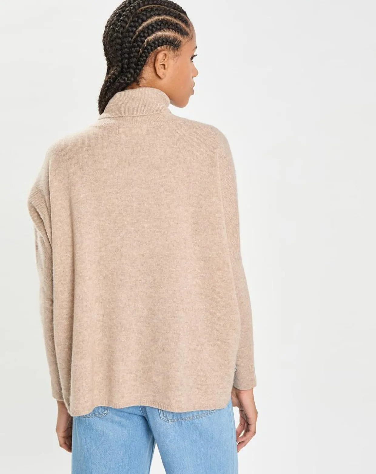 Femme Cashmere Tribu Pulls^Pull poncho 100% Cachemire Lola col roulé chataigne
