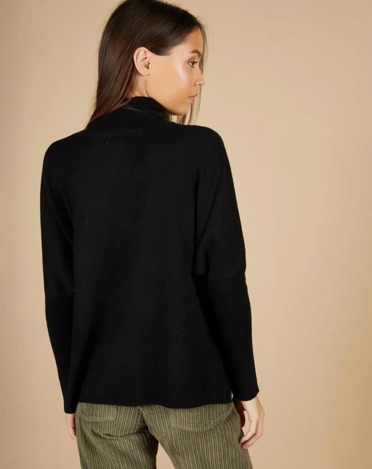 Femme Cashmere Tribu Pulls^Pull poncho 100% Cachemire Lola col roulé noir