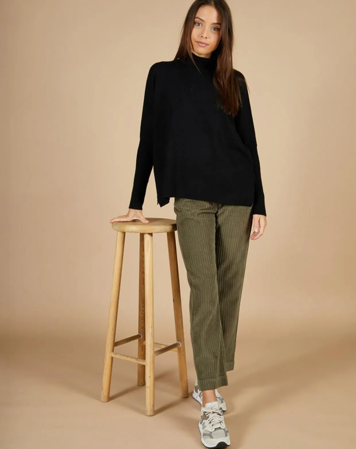 Femme Cashmere Tribu Pulls^Pull poncho 100% Cachemire Lola col roulé noir