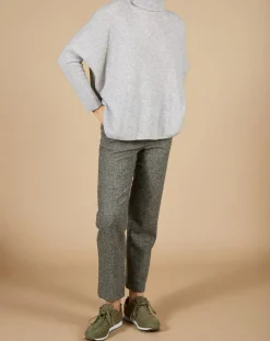 Femme Cashmere Tribu Pulls^Pull poncho 100% Cachemire Lola col roulé gris chiné clair