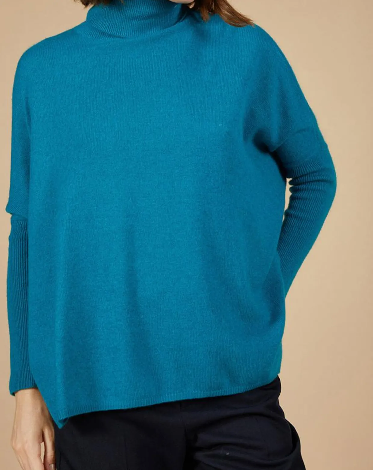 Pull poncho 100% Cachemire Lola col roulé agami-Cashmere Tribu Outlet