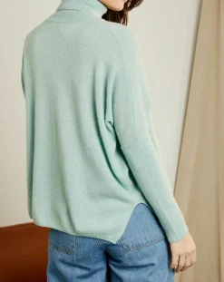 Pull poncho 100% Cachemire Olivia Col roulé amande-Miss Cashmere Outlet