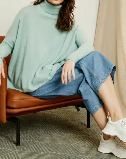 Pull poncho 100% Cachemire Olivia Col roulé amande-Miss Cashmere Outlet