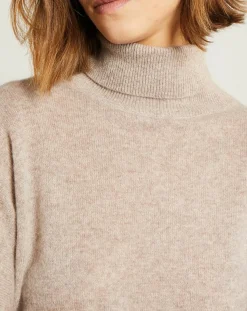 Pull poncho 100% Cachemire Olivia Col roulé taupe chiné-Miss Cashmere Best