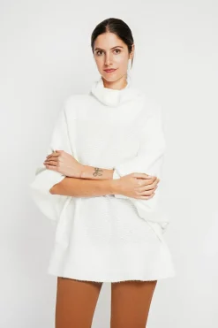 Femme Assuili Pulls^Pull poncho col roulé naturel