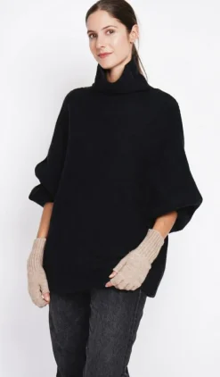 Pull poncho col roulé noir-Assuili Best