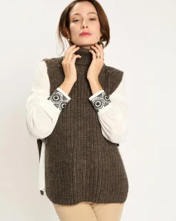 Femme Lauren Vidal Pulls^Pull poncho en Alpaga mélangé Billie seigle