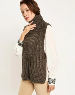 Femme Lauren Vidal Pulls^Pull poncho en Alpaga mélangé Billie seigle
