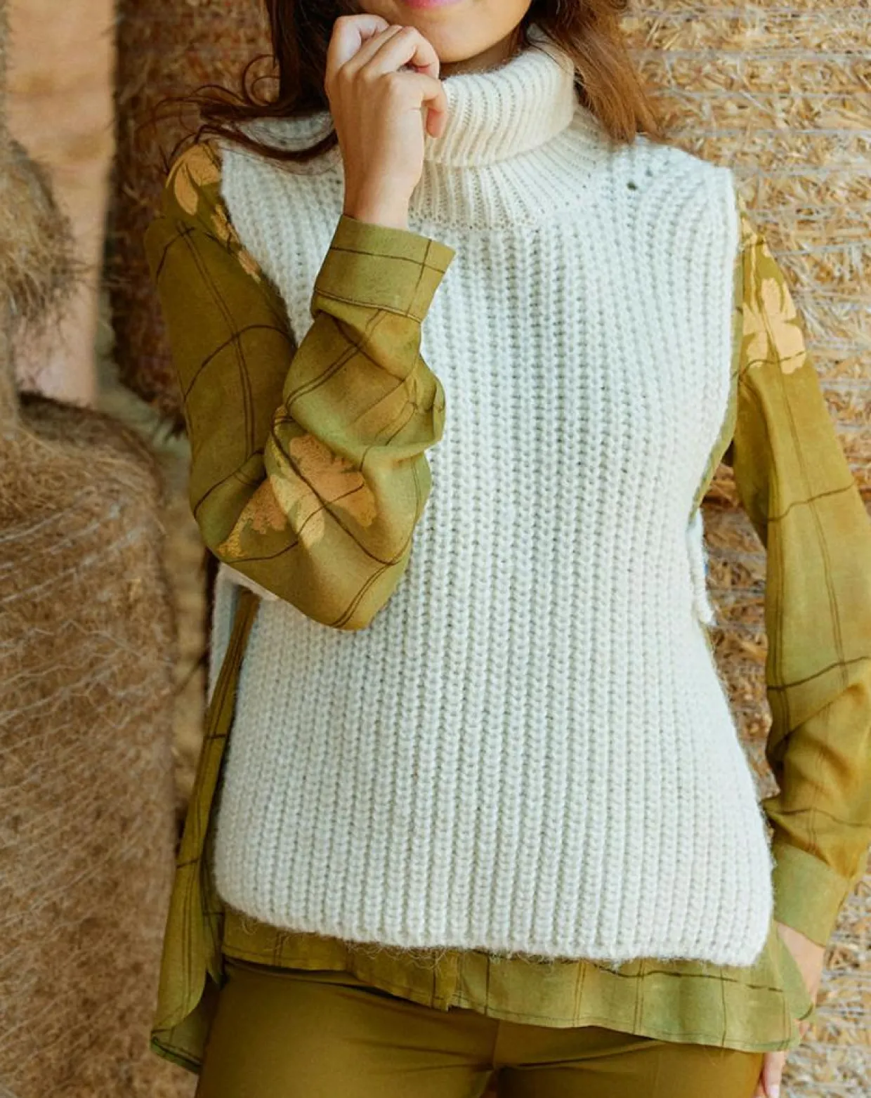 Pull poncho en Alpaga mélangé Billie écru-Lauren Vidal Outlet