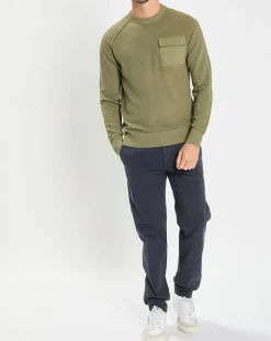 Pull Rond Raglan Poche Poitrine kaki-Marc O'Polo New