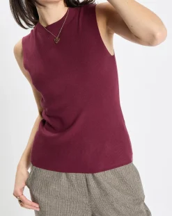 Pull sans manches côtelé rouge foncé-Marc O'Polo Best