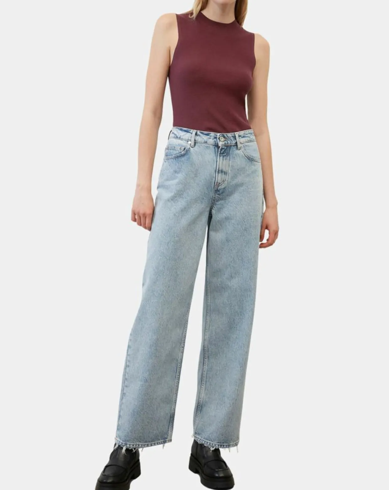 Pull sans manches côtelé rouge foncé-Marc O'Polo Best