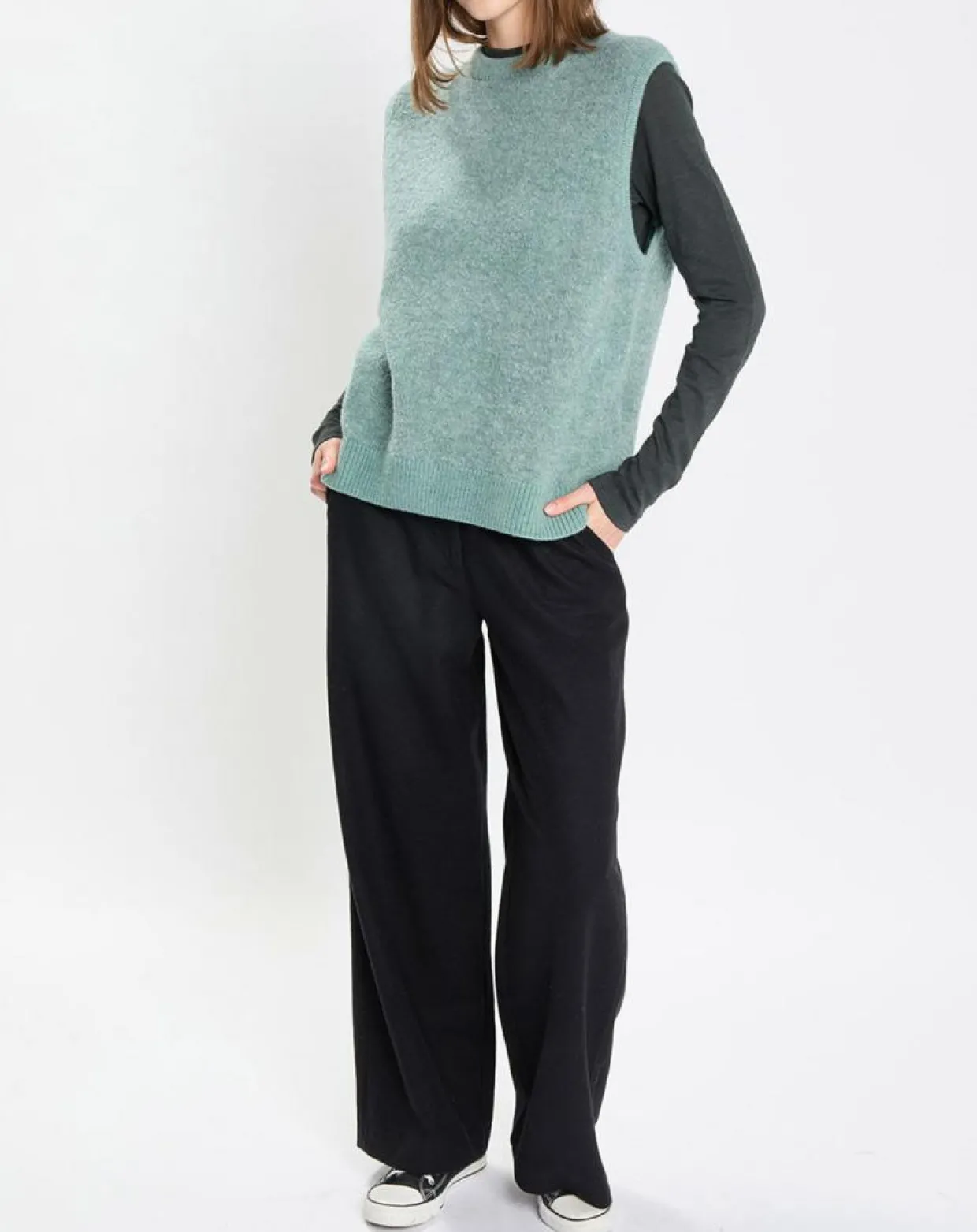 Pull sans manches en Laine & Alpaga mélangés vert-Marc O'Polo Clearance