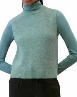 Pull sans manches en Laine & Alpaga mélangés vert-Marc O'Polo Clearance