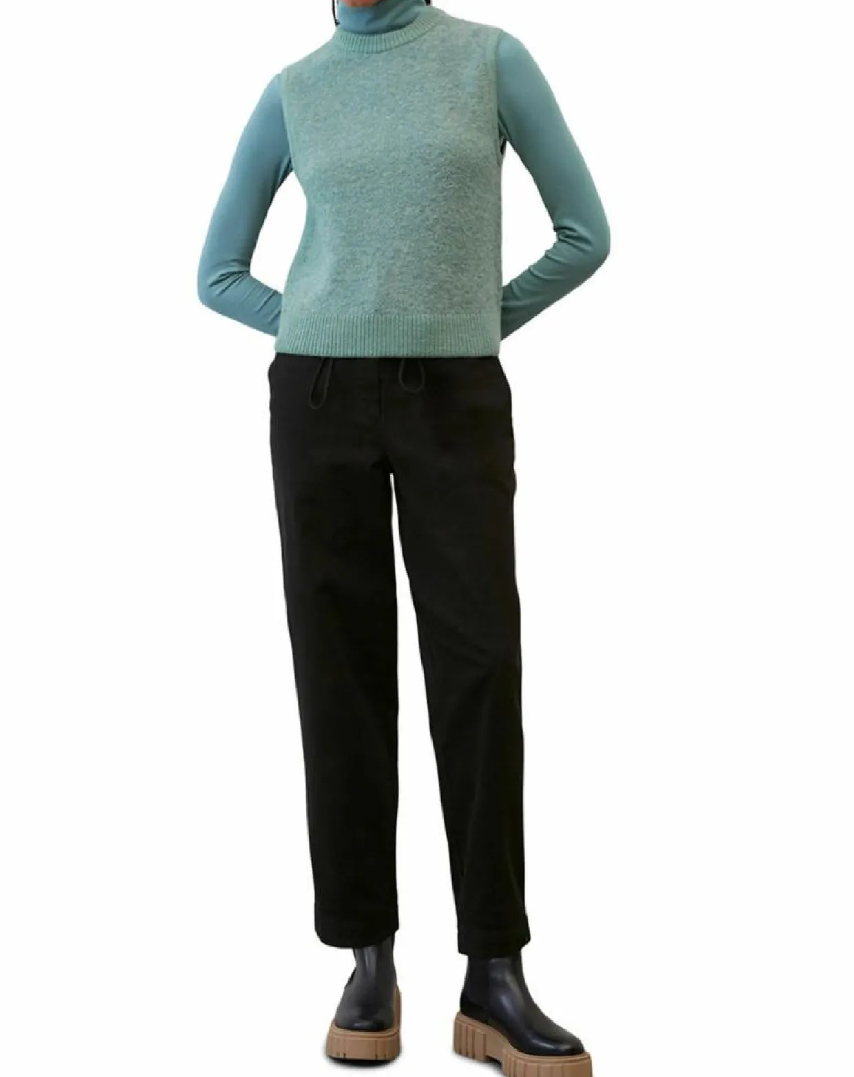 Pull sans manches en Laine & Alpaga mélangés vert-Marc O'Polo Clearance