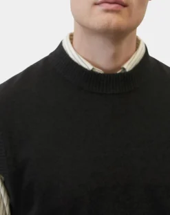 Homme Marc O'Polo Pulls^Pull sans manches en Laine & Coton noir