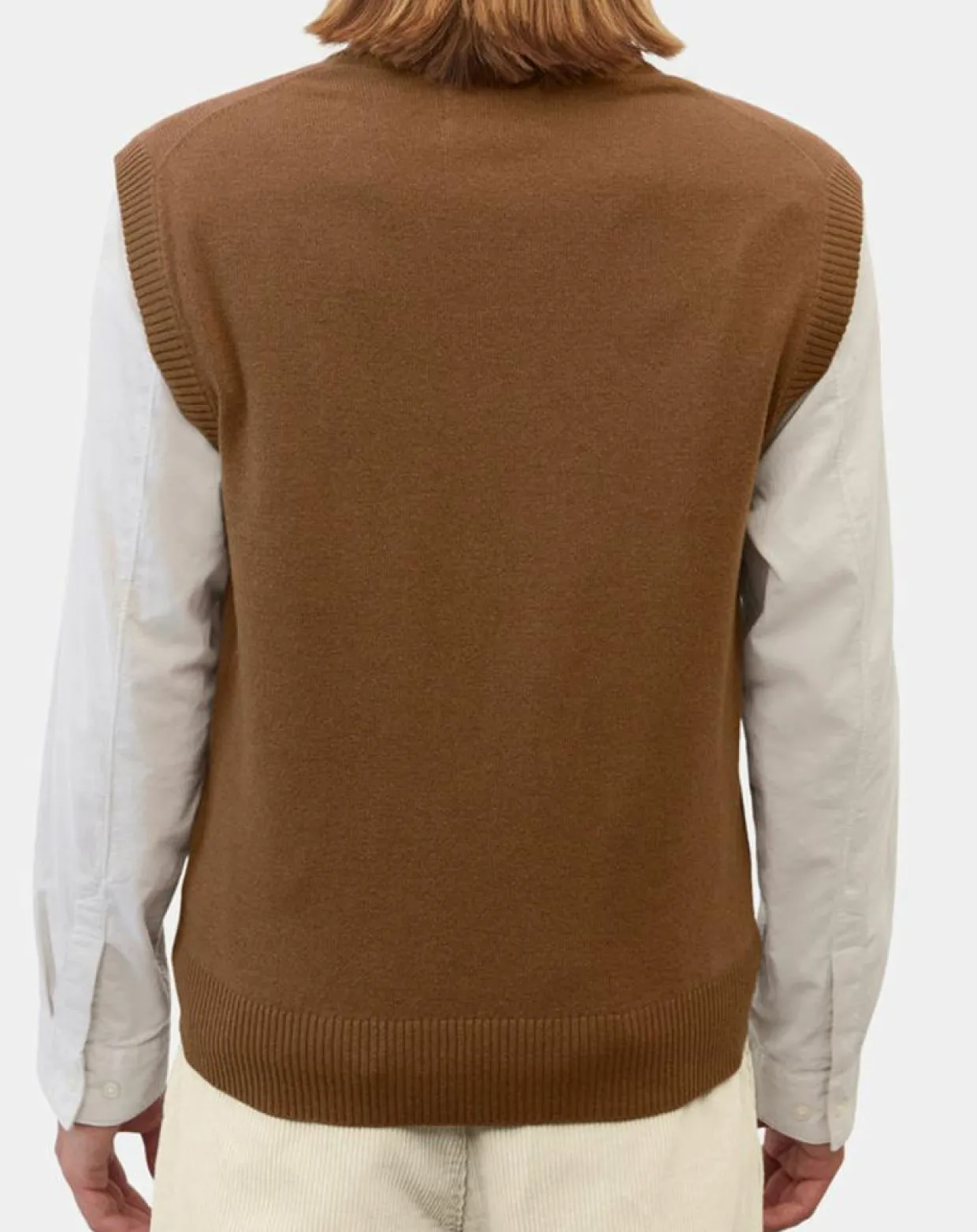 Homme Marc O'Polo Pulls^Pull sans manches en Laine & Coton marron