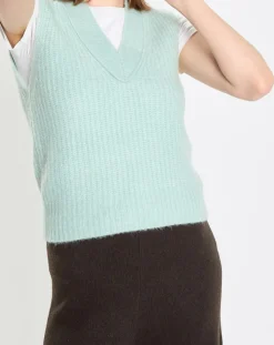 Pull sans manches en Laine & Alpaga mélangés bleu clair-Marc O'Polo Clearance