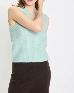Pull sans manches en Laine & Alpaga mélangés bleu clair-Marc O'Polo Clearance