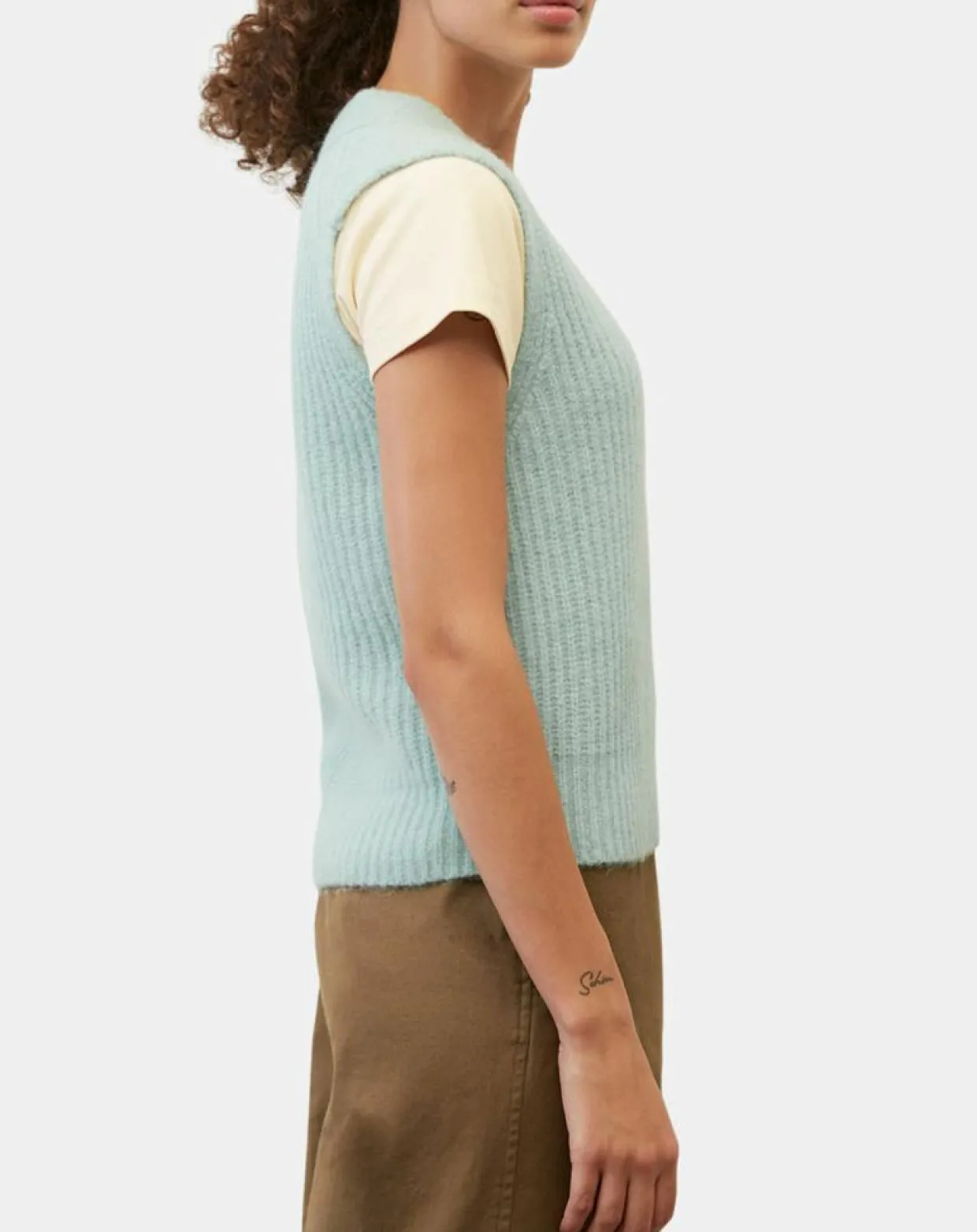Pull sans manches en Laine & Alpaga mélangés bleu clair-Marc O'Polo Clearance