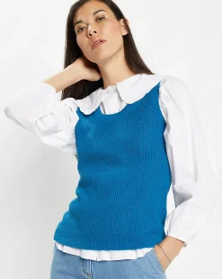 Femme Galeries Lafayette Pulls^Pull sans manches en Maille mélangée Fido bleu moyen