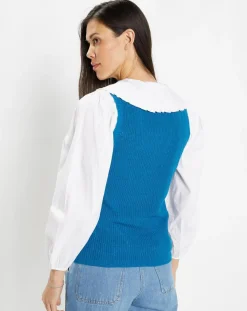 Femme Galeries Lafayette Pulls^Pull sans manches en Maille mélangée Fido bleu moyen