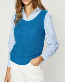 Femme Galeries Lafayette Pulls^Pull sans manches en Maille mélangée Fido bleu moyen
