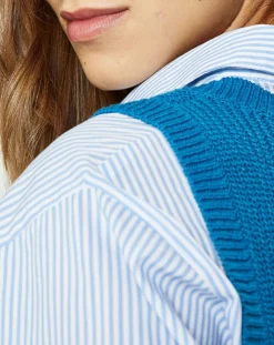 Femme Galeries Lafayette Pulls^Pull sans manches en Maille mélangée Fido bleu moyen
