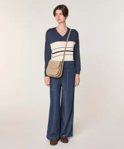 Femme Rodier Pulls^Pull Saoirse 100% Laine col V rayures bleu denim