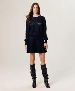 Pull Tamara ajouré bleu nuit-Rodier Discount
