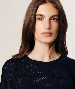 Pull Tamara ajouré bleu nuit-Rodier Discount