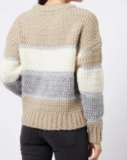 Femme Esprit Pulls^Pull Tricot en grosse maille fantaisie tricolore beige/gris/blanc