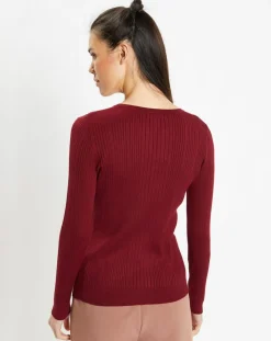 Femme Galeries Lafayette Pulls^Pull tunisien en Maille côtelée Fya bordeaux