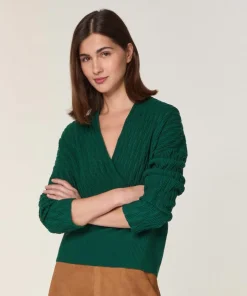 Femme Rodier Pulls^Pull Valentine 100% Laine Cache-Cœur vert anglais