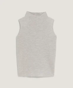 Pull Yvonne 100% laine sans manches col montant gris clair-Rodier Clearance