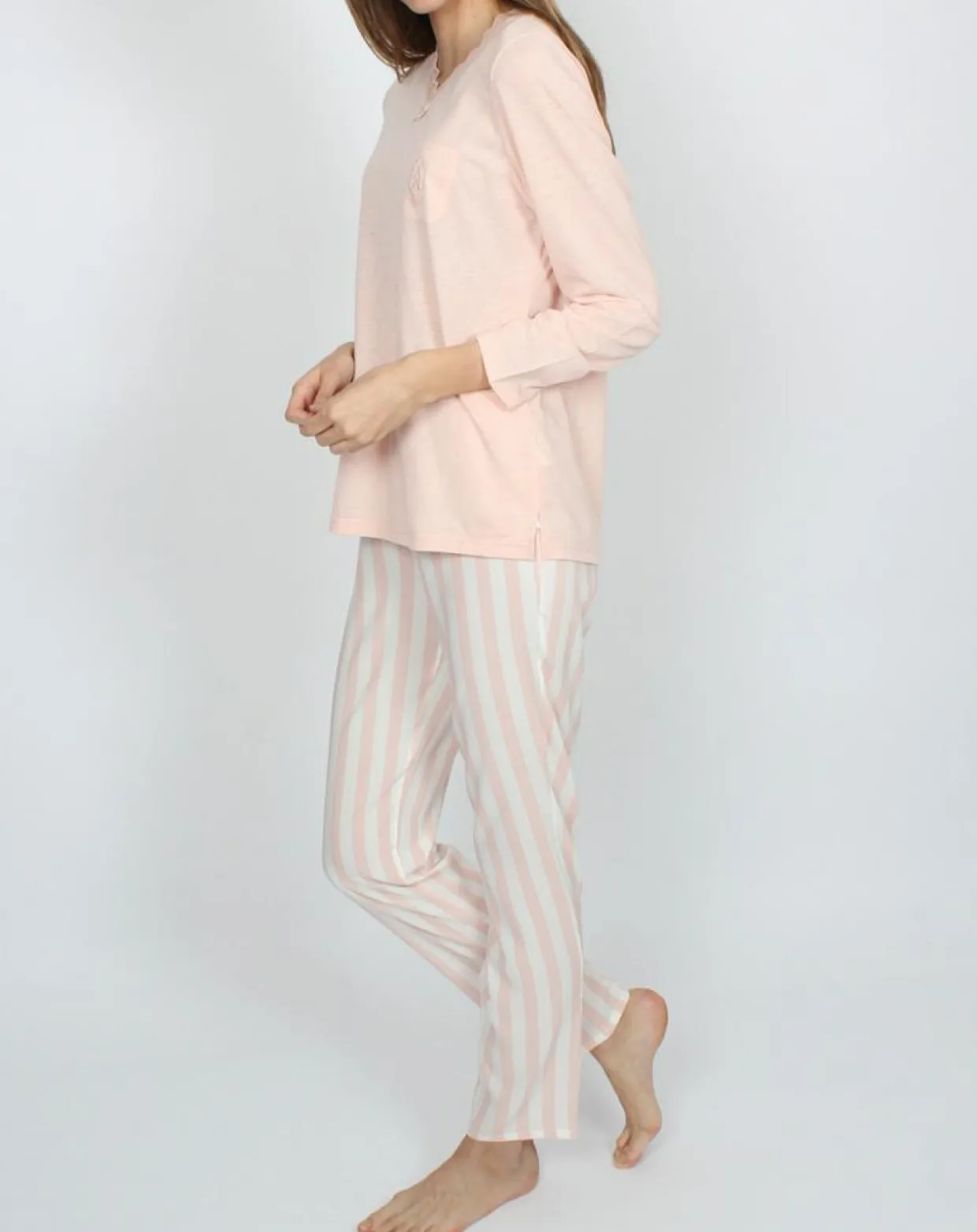 Femme Admas Classic Lingerie, Nuit^Pyjama Classic Tripes rose