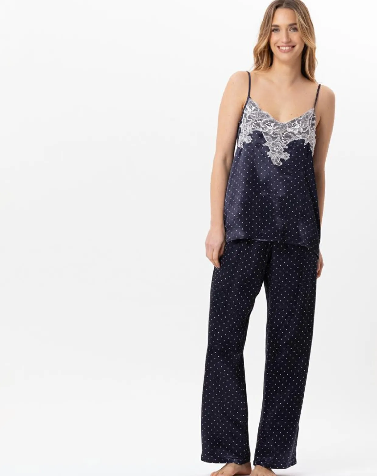 Pyjama en satin Moon marine-Le Chat New