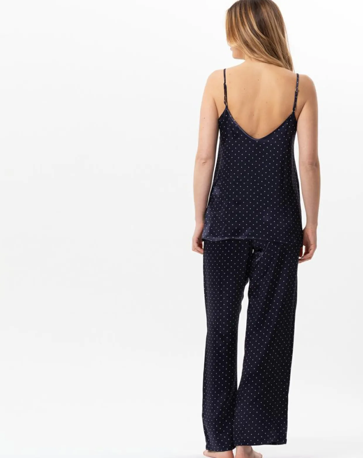 Pyjama en satin Moon marine-Le Chat New
