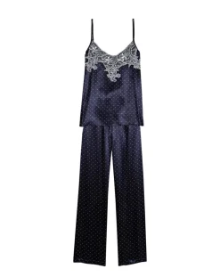Pyjama en satin Moon marine-Le Chat New