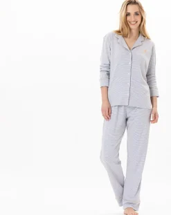 Pyjama Garance gris chiné/blanc-Le Chat Discount