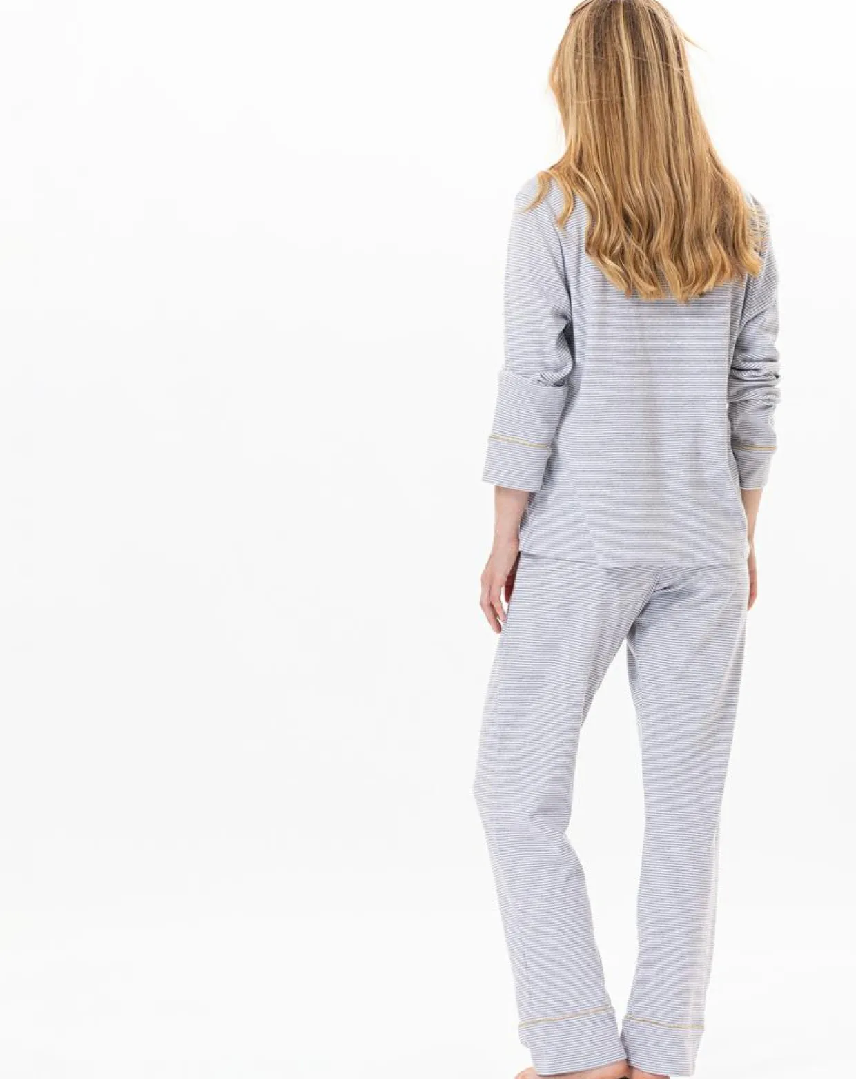 Pyjama Garance gris chiné/blanc-Le Chat Discount